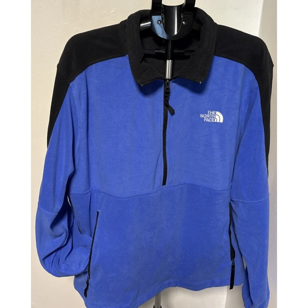 The North Face Men's Polartec 1/2 Zip Pullover Light Blue/Black-XXL